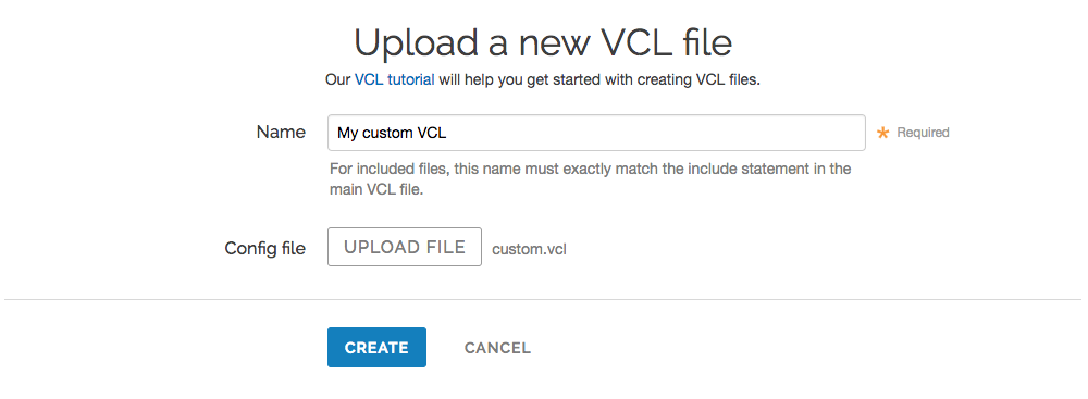 the default upload a new VCL file page