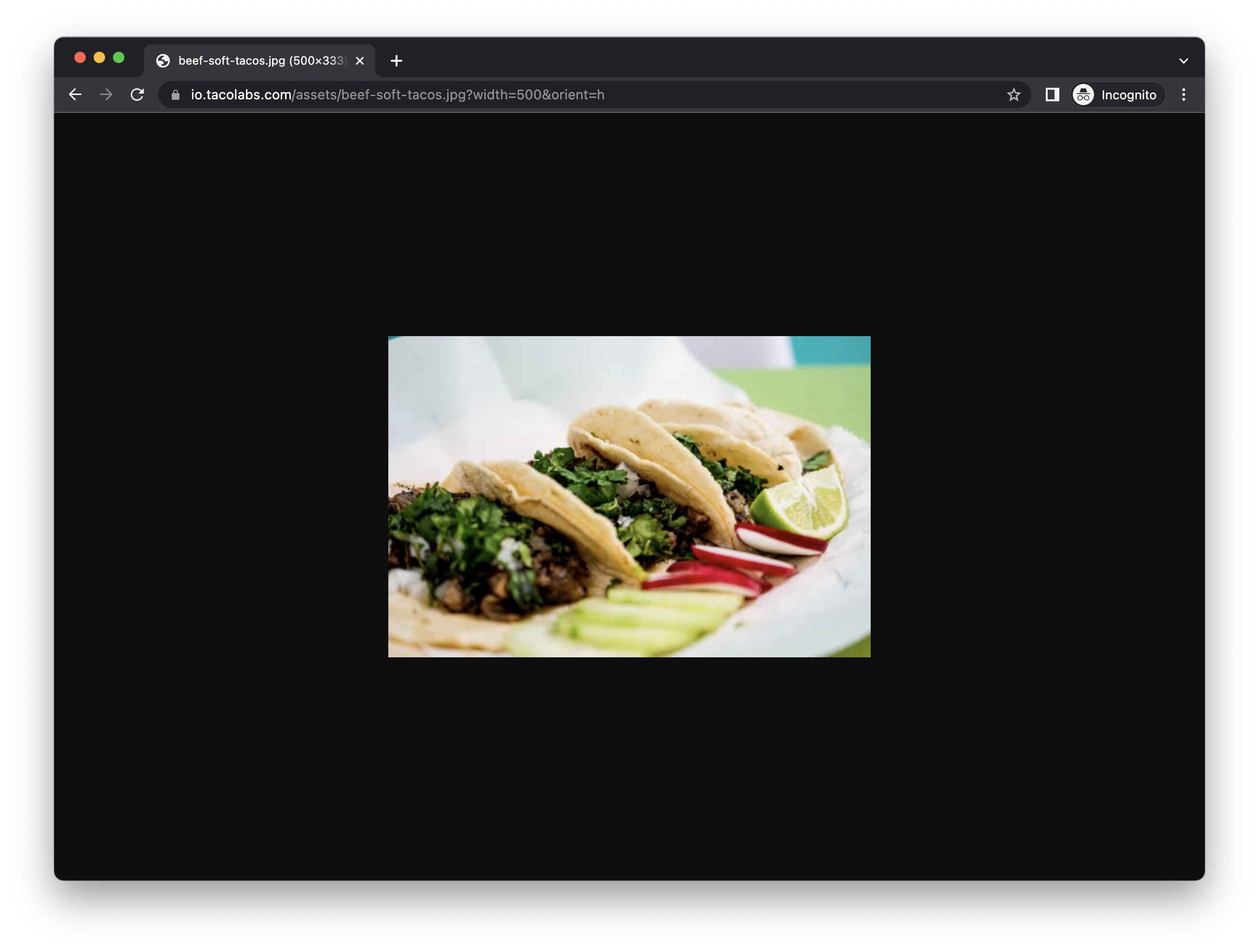 Example taco image with modified orientation