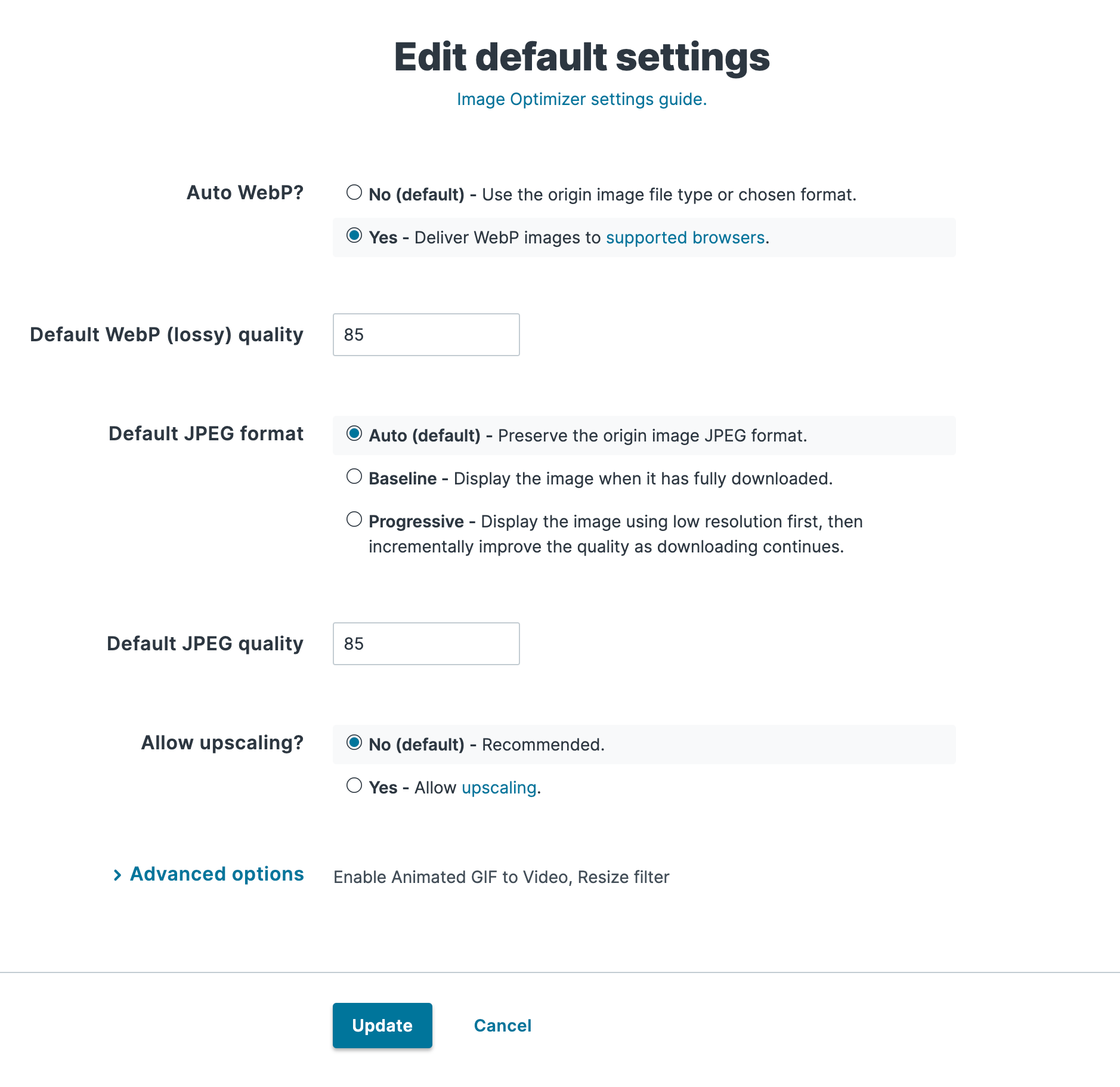Editing the Fastly IO default settings