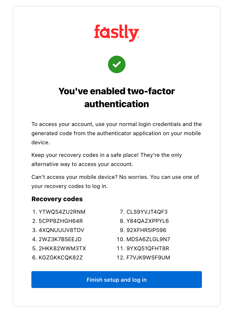 the 2fa recovery codes