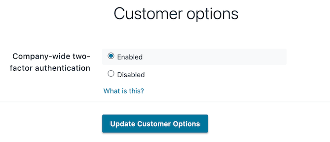 company-wide 2fa settings set to yes