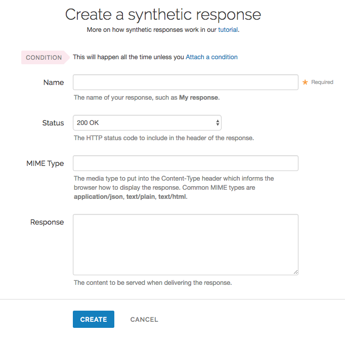 the create a synthetic response window