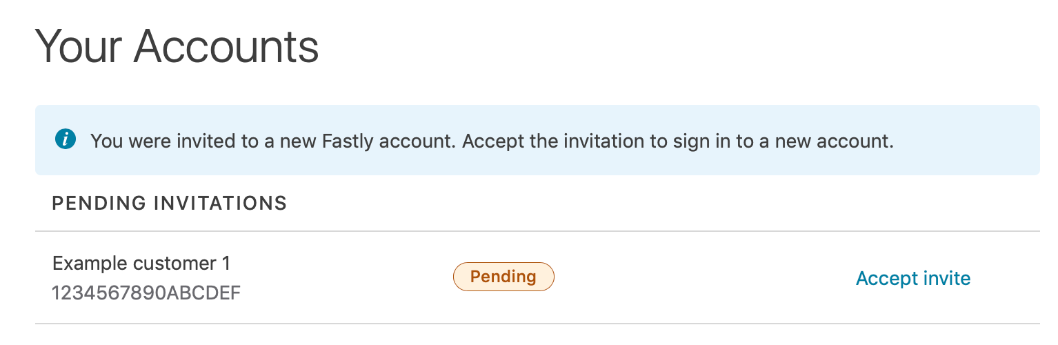 invitations on the Your accounts page