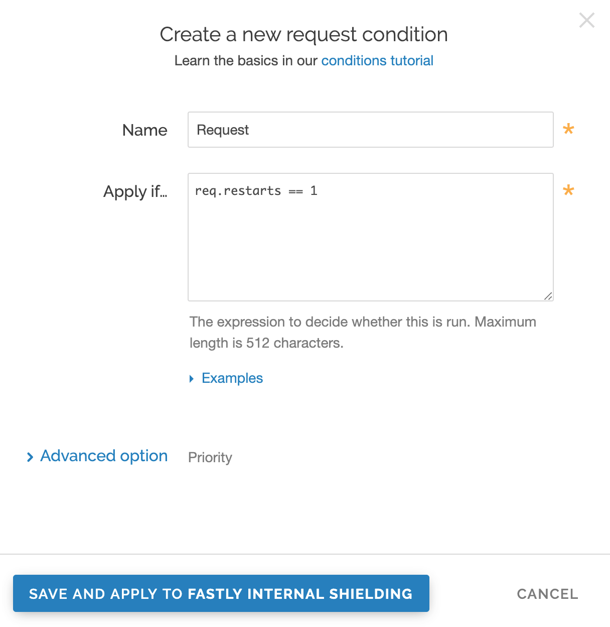 a request restart header condition rule