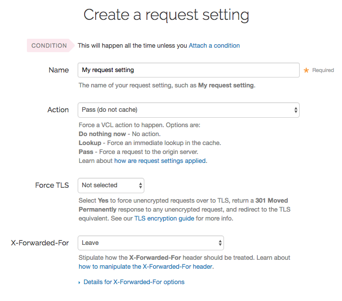 a cache setting