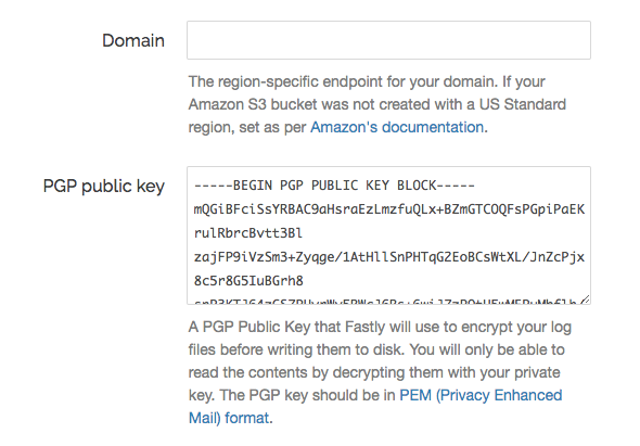 the PGP public key field