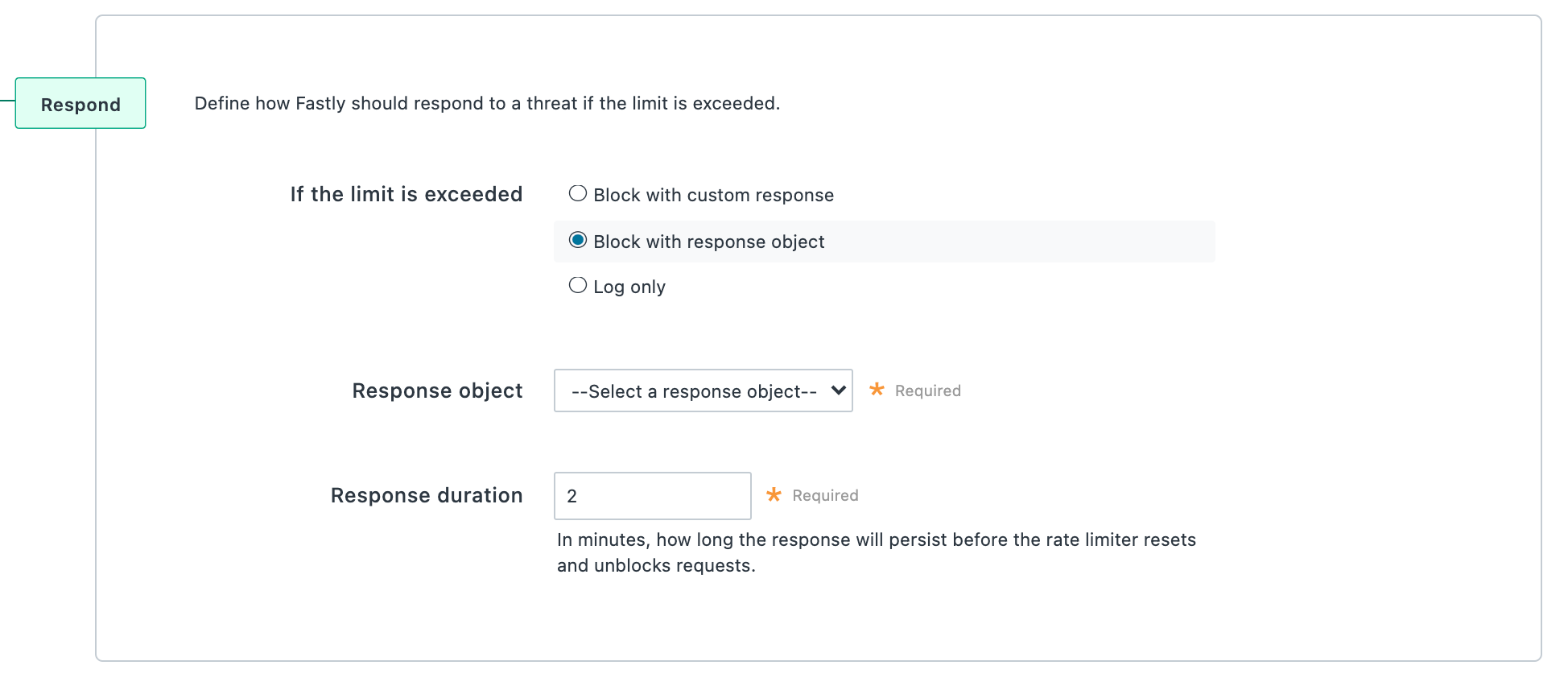 Block with response object fields