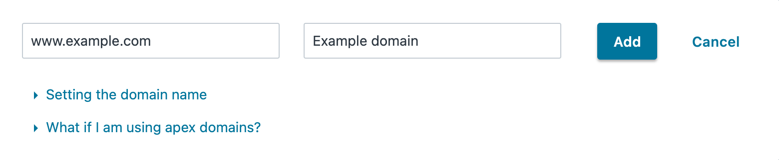 the Create a Domain page
