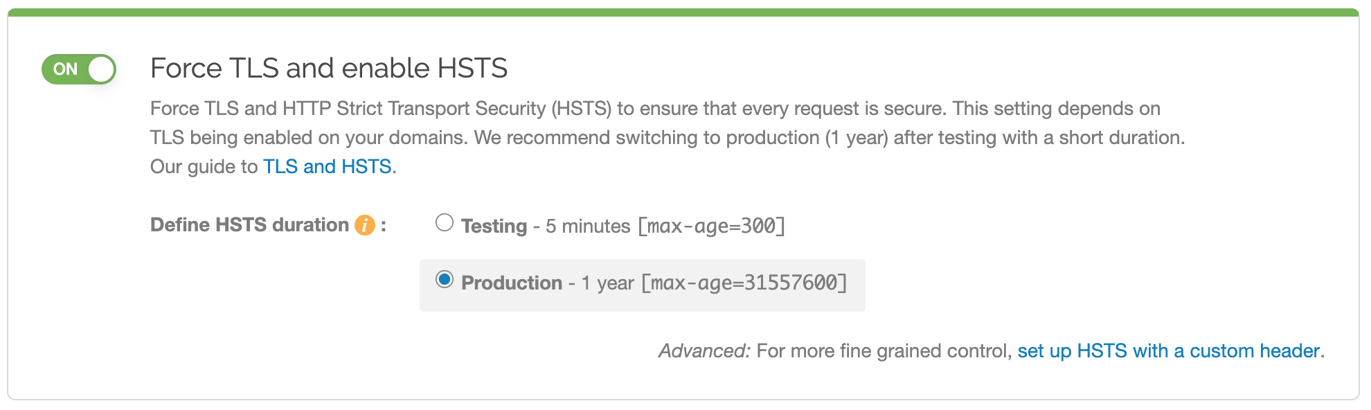 new HSTS settings